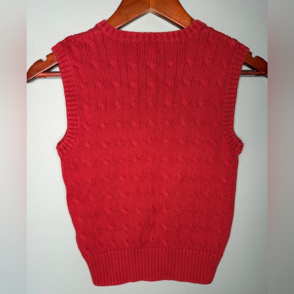 Polo Ralph Lauren 100% Cotton Cable Knit V-Neck Vest Preppy Old Money | Size 8 - Picture 3 of 4